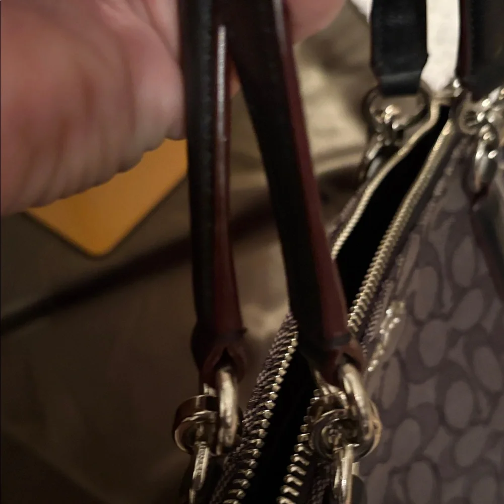 Coach small Kelsey satchel signature jacquard canvas with black leather trim - Picture 13 of 14